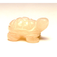 Turtle Carved Fetish Bead 0.75 Inch - Rose Quartz