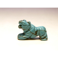 Tiger Carved Fetish Bead 0.75 Inch - Howlite Turquoise