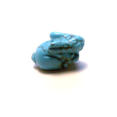 Rabbit (Hands Down) Carved Fetish Bead 0.75 Inch - Howlite Turquoise