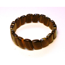 Gemstone Stretch Bracelet - Slanted Oval - Blue Tiger Eye