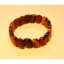 Gemstone Stretch Bracelet - Slanted Oval - Multi Color Tiger Eye