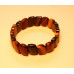 Gemstone Stretch Bracelet - Slanted Oval - Multi Color Tiger Eye