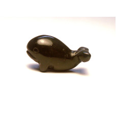 Whale Carved Fetish Bead 0.75 Inch - Obsidian Black