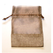 Organza and Burlap Pouch Large 10 piece pack - Brown