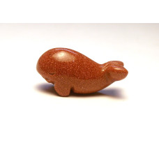 Whale Carved Fetish Bead 0.75 Inch - Goldstone