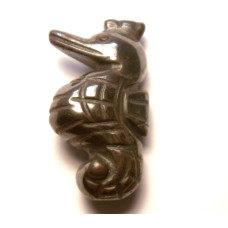 Sea Horse Carved Fetish Bead 0.75 Inch - Hematite