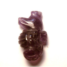 Sea Horse Carved Fetish Bead 0.75 Inch - Amethyst