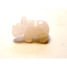 Rhino Carved Fetish Bead 0.75 Inch - Rose Quartz