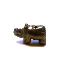 Rhino Carved Fetish Bead 0.75 Inch - Hematite