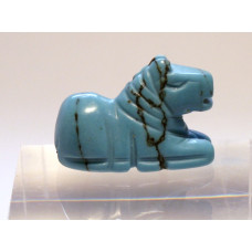 Horse Sitting Carved Fetish Bead 0.75 Inch - Howlite Turquoise