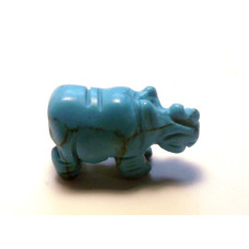 Rhino Carved Fetish Bead 0.75 Inch - Howlite Turquoise