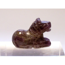 Horse Sitting Carved Fetish Bead 0.75 Inch - Amethyst