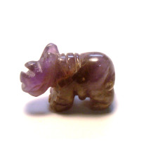 Rhino Carved Fetish Bead 0.75 Inch - Amethyst