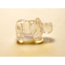 Rhino Carved Fetish Bead 0.75 Inch - Clear Quartz