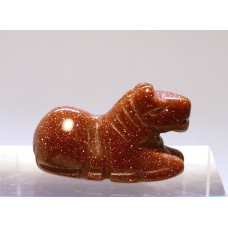 Horse Sitting Carved Fetish Bead 0.75 Inch - Goldstone