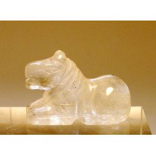 Horse Sitting Carved Fetish Bead 0.75 Inch - Clear Quartz