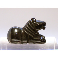 Horse Sitting Carved Fetish Bead 0.75 Inch - Hematite