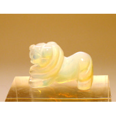 Lion Carved Fetish Bead 0.75 Inch - Opalite