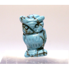 Owl Carved Fetish Bead 0.75 Inch - Howlite Turquoise