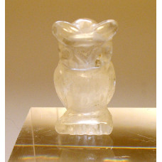 Owl Carved Fetish Bead 0.75 Inch - Clear Quartz