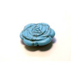 Rose Carved Fetish Bead 0.75 Inch - Howlite Turquoise