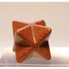 Merkaba Carved Fetish Bead 0.75 Inch - Goldstone