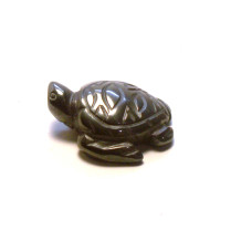 Sea Turtle Carved Fetish Bead 0.75 Inch - Hematite