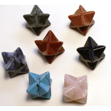 Merkaba Carved Fetish Bead 0.75 Inch - Assorted Stones