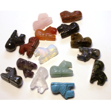 Horse Sitting Carved Fetish Bead 0.75 Inch - Assorted Stones