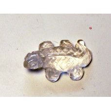 Lizard Carved Fetish Bead 0.75 Inch - Clear Quartz