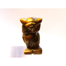 Owl Carved Fetish Bead 0.75 Inch - Tiger Eye