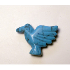 Hummingbird Carved Fetish Bead 0.75 Inch - Howlite Turquoise