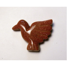 Hummingbird Carved Fetish Bead 0.75 Inch - Goldstone