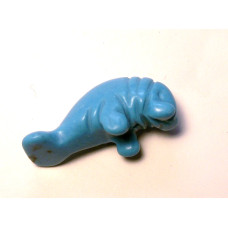 Manatee Carved Fetish Bead 0.75 Inch - Howlite Turquoise