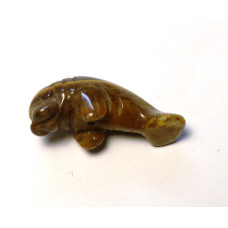 Manatee Carved Fetish Bead 0.75 Inch - Tiger Eye