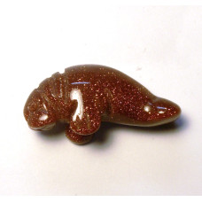 Manatee Carved Fetish Bead 0.75 Inch - Goldstone