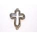 Rhinestone Metal Cross Pendant - Open Rounded - Light Purple  - 10 pc pack