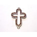 Rhinestone Metal Cross Pendant - Open Rounded - Dark Purple  - 10 pc pack