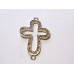 Rhinestone Metal Cross Pendant - Open Rounded - Amber  - 10 pc pack