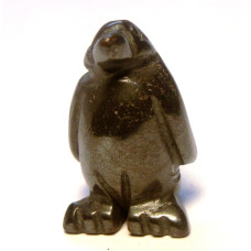 Penguin Carved Fetish Bead 0.75 Inch - Hematite