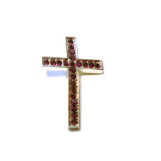 Rhinestone Metal Cross Pendant - Feed Through - Dark Purple- 10 pc pack