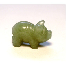 Pig Carved Fetish Bead 0.75 Inch - Aventurine