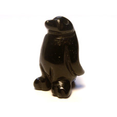 Penguin Carved Fetish Bead 0.75 Inch - Obsidian Black