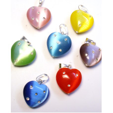 Small Heart with Bail - Fiber Optic Rhinestone Studded  Assorted Colors