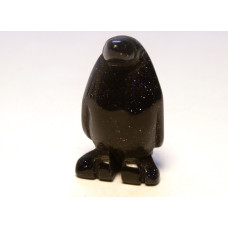 Penguin Carved Fetish Bead 0.75 Inch - Blue Goldstone