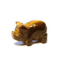 Pig Carved Fetish Bead 0.75 Inch - Tiger Eye