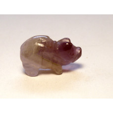 Pig Carved Fetish Bead 0.75 Inch - Amethyst