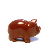 Pig Carved Fetish Bead 0.75 Inch - Rainbow Jasper