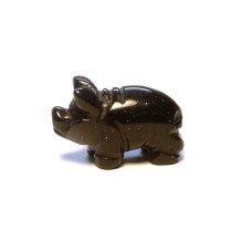 Pig Carved Fetish Bead 0.75 Inch - Blue Goldstone