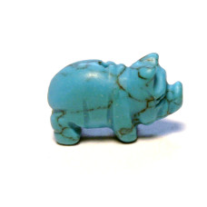 Pig Carved Fetish Bead 0.75 Inch - Howlite Turquoise